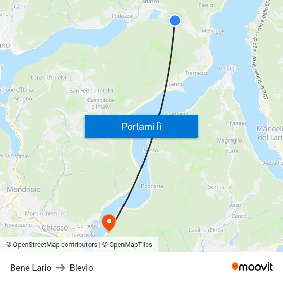 Bene Lario to Blevio map