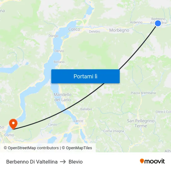 Berbenno Di Valtellina to Blevio map
