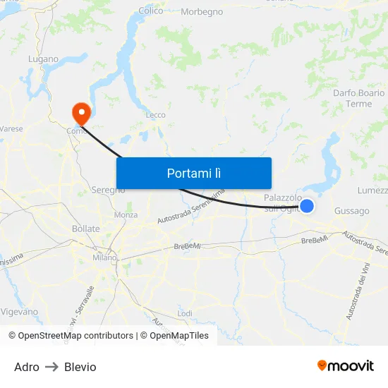 Adro to Blevio map