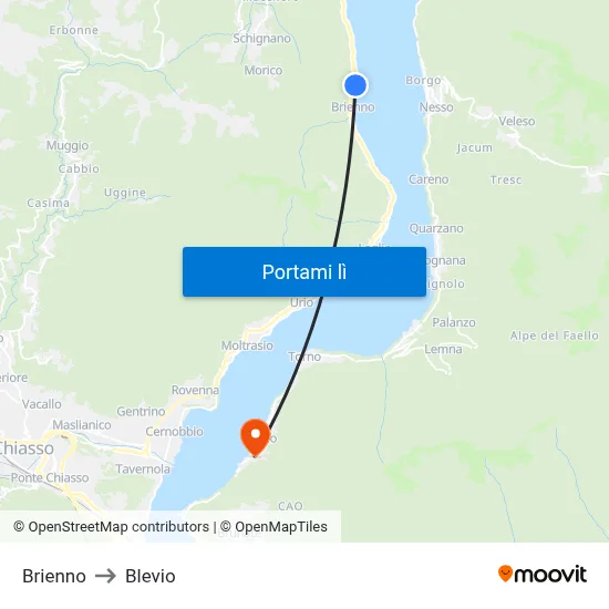 Brienno to Blevio map