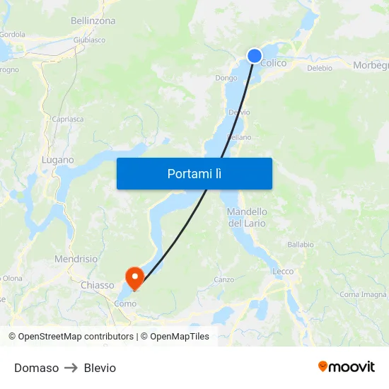 Domaso to Blevio map