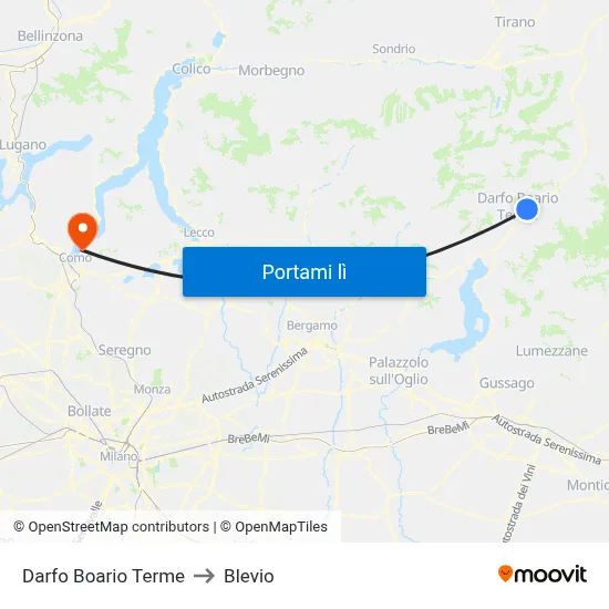 Darfo Boario Terme to Blevio map