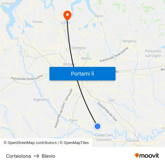 Corteolona to Blevio map