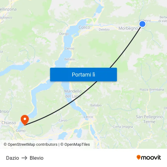 Dazio to Blevio map