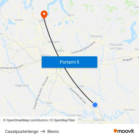 Casalpusterlengo to Blevio map