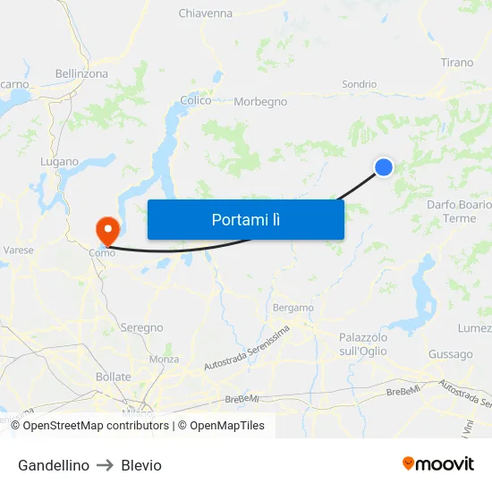 Gandellino to Blevio map