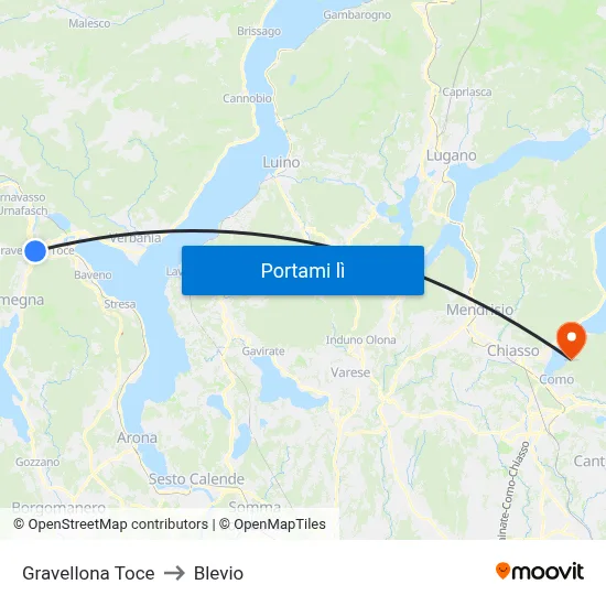 Gravellona Toce to Blevio map