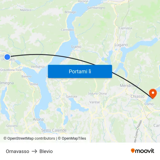 Ornavasso to Blevio map