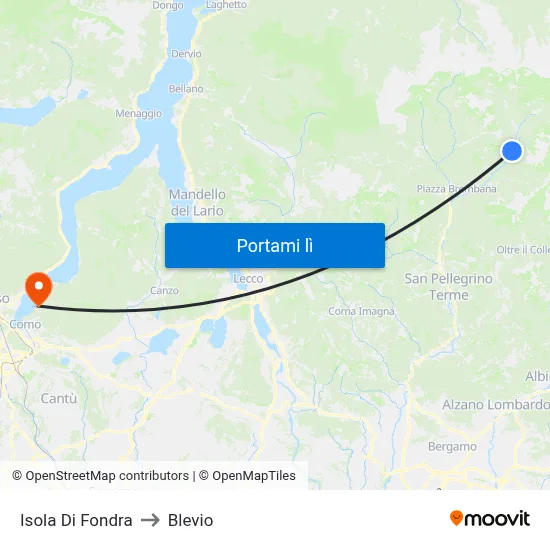 Isola Di Fondra to Blevio map