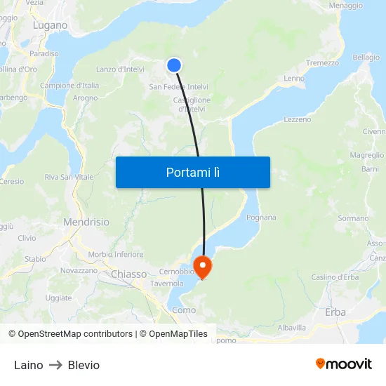 Laino to Blevio map