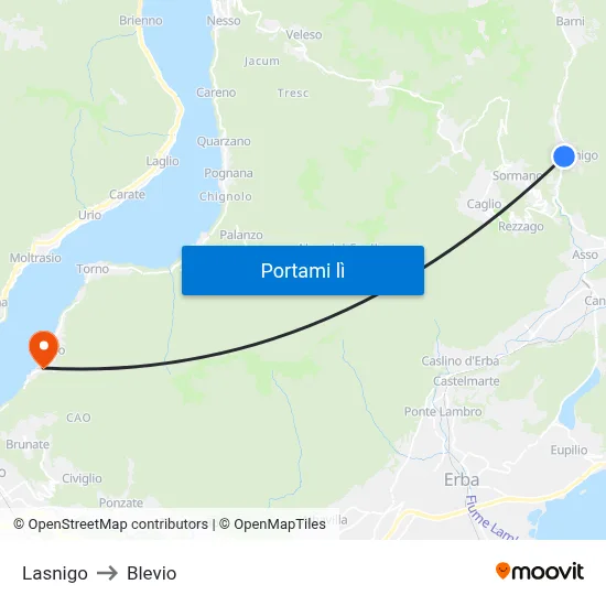 Lasnigo to Blevio map