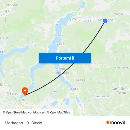 Morbegno to Blevio map