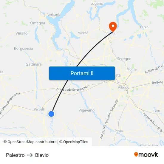 Palestro to Blevio map
