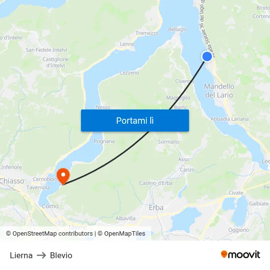 Lierna to Blevio map