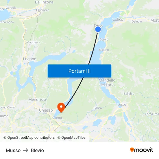 Musso to Blevio map