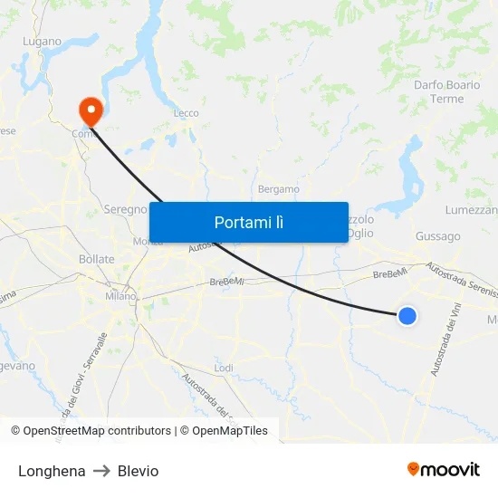 Longhena to Blevio map
