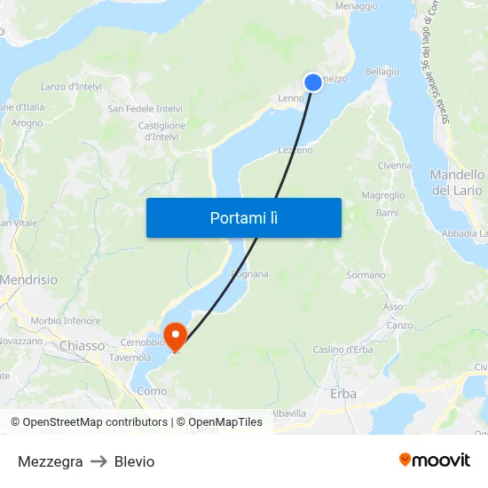 Mezzegra to Blevio map