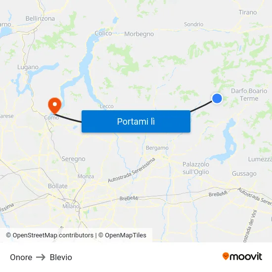 Onore to Blevio map
