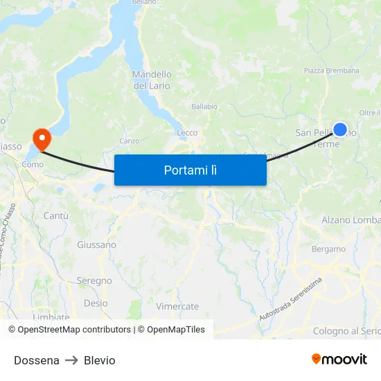 Dossena to Blevio map