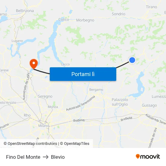 Fino Del Monte to Blevio map