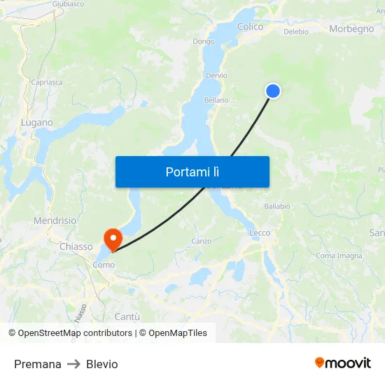 Premana to Blevio map