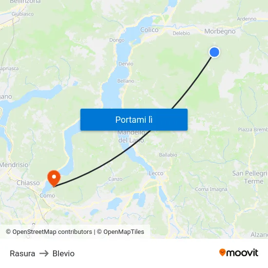 Rasura to Blevio map