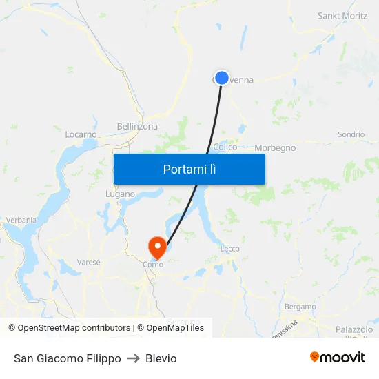 San Giacomo Filippo to Blevio map
