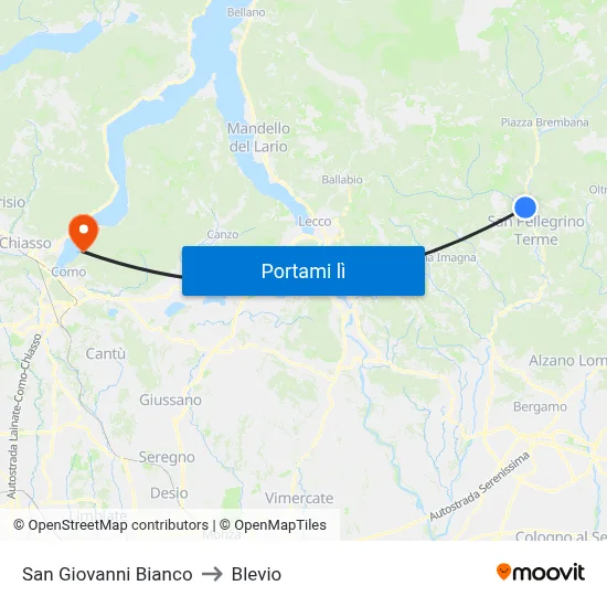 San Giovanni Bianco to Blevio map