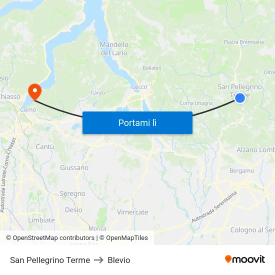 San Pellegrino Terme to Blevio map