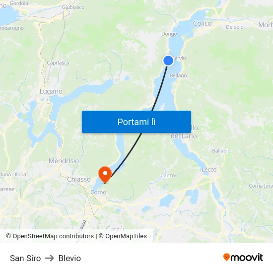 San Siro to Blevio map