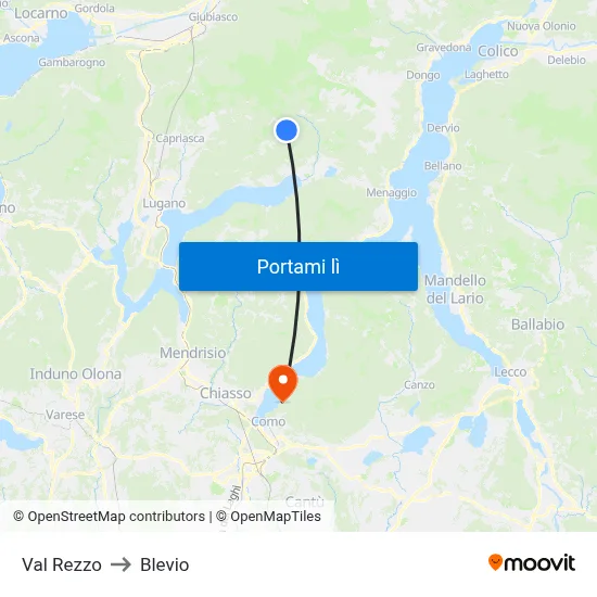 Val Rezzo to Blevio map