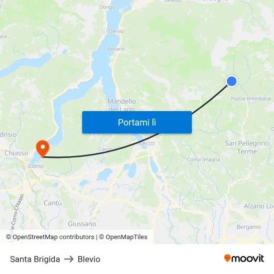 Santa Brigida to Blevio map