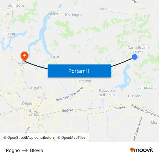 Rogno to Blevio map