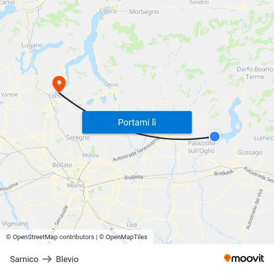Sarnico to Blevio map