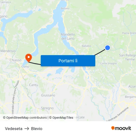 Vedeseta to Blevio map