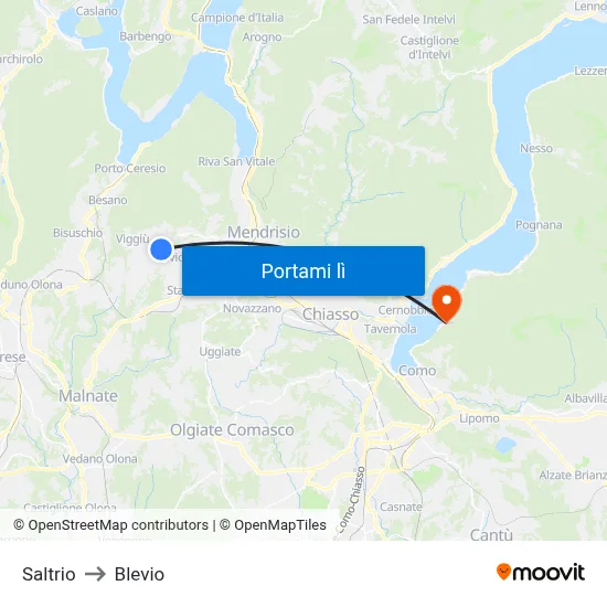 Saltrio to Blevio map