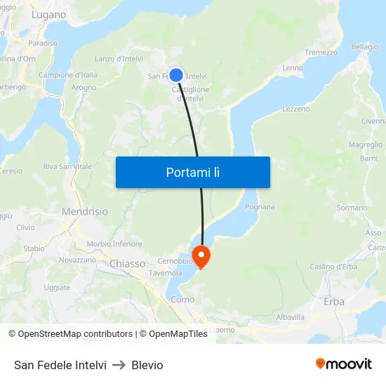 San Fedele Intelvi to Blevio map