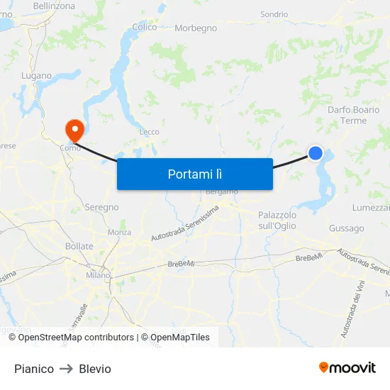 Pianico to Blevio map