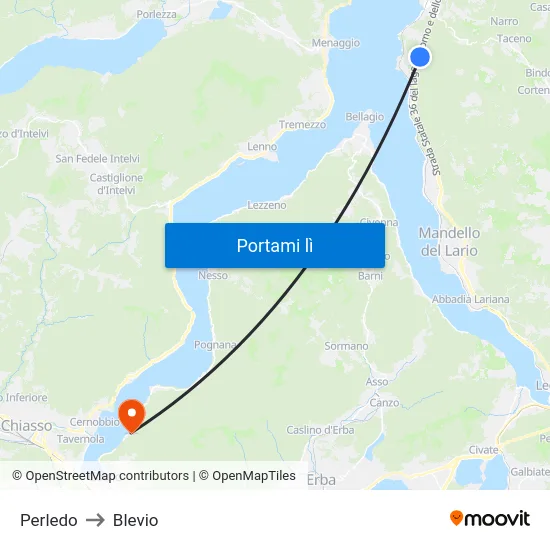 Perledo to Blevio map