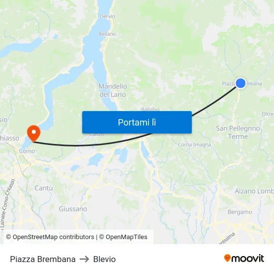 Piazza Brembana to Blevio map