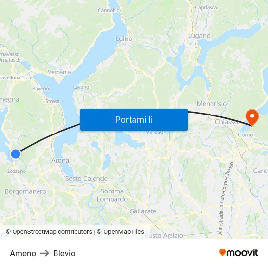 Ameno to Blevio map