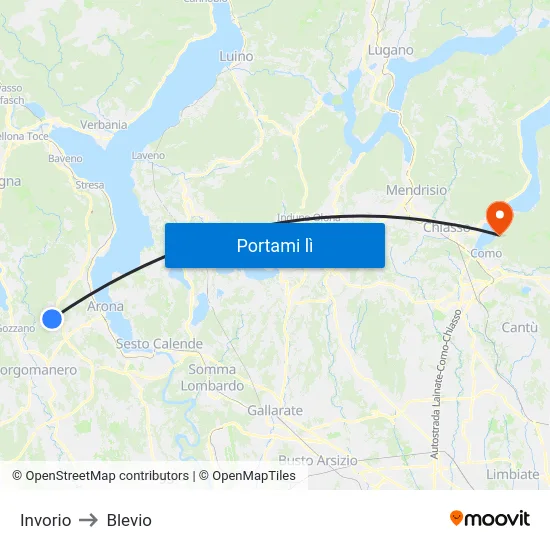 Invorio to Blevio map