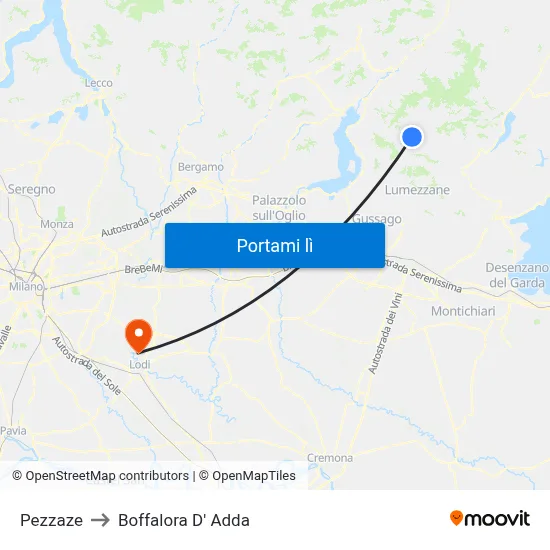 Pezzaze to Boffalora D' Adda map