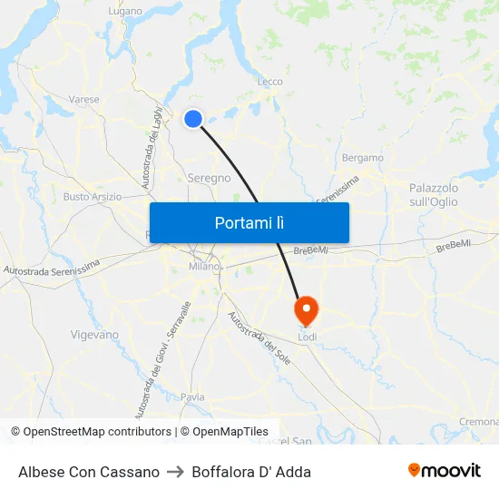 Albese Con Cassano to Boffalora D' Adda map