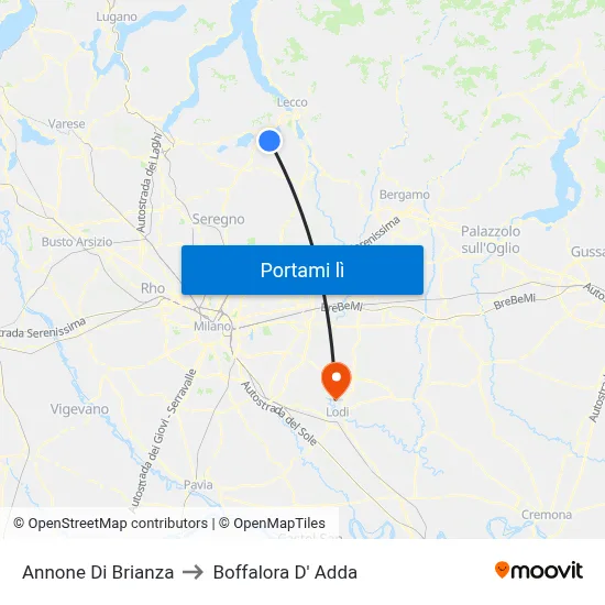 Annone Di Brianza to Boffalora D' Adda map