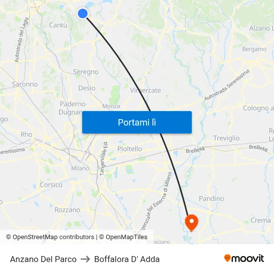 Anzano Del Parco to Boffalora D' Adda map