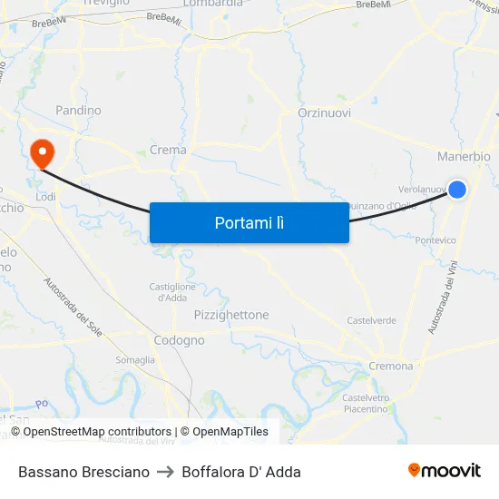 Bassano Bresciano to Boffalora D' Adda map