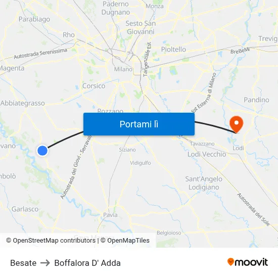 Besate to Boffalora D' Adda map