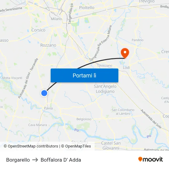 Borgarello to Boffalora D' Adda map