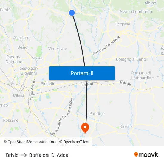 Brivio to Boffalora D' Adda map